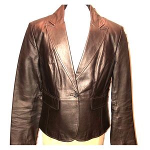 Brown leather dress jacket